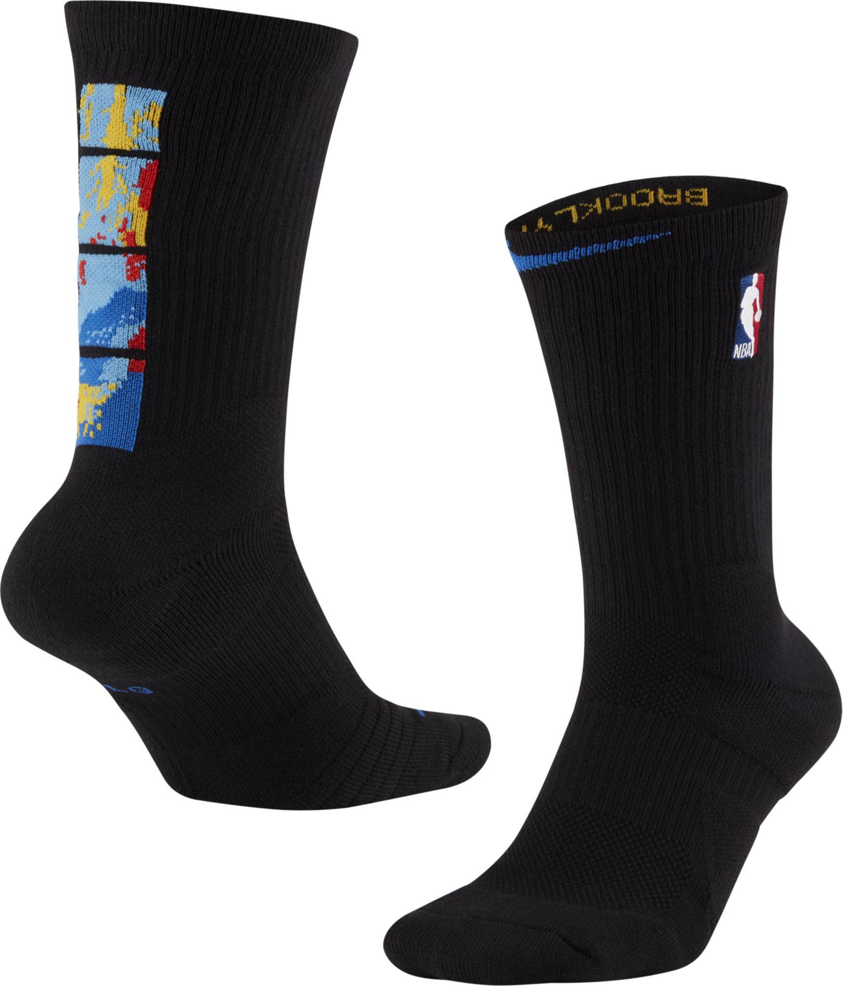 men's brooklyn nets nike elite city edition performance crew socks