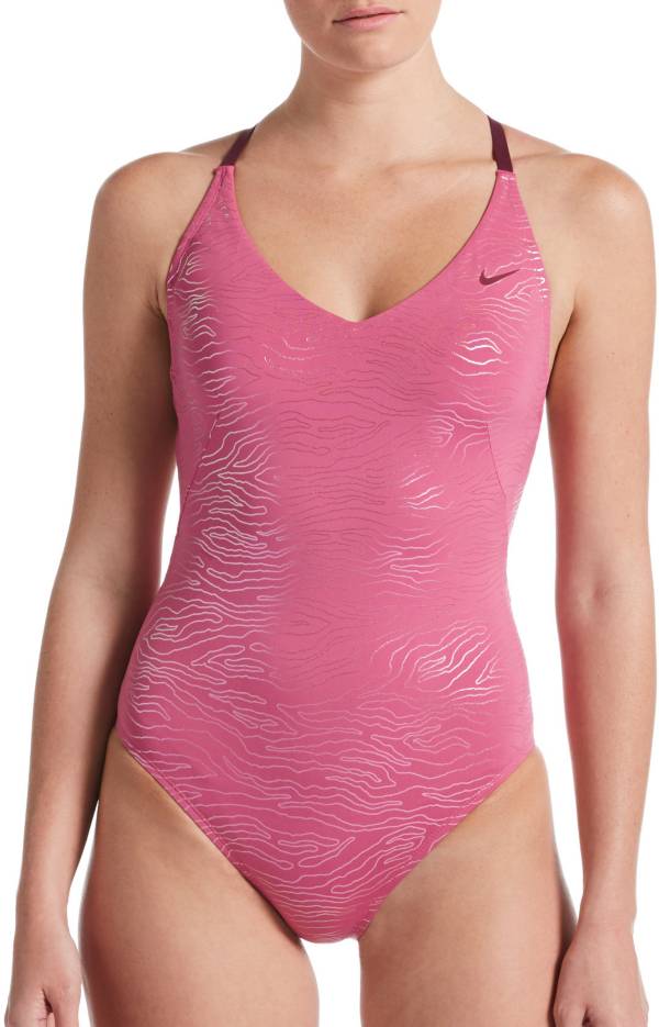 Nike Women's Geo Onyx Crossback One Piece Swimsuit