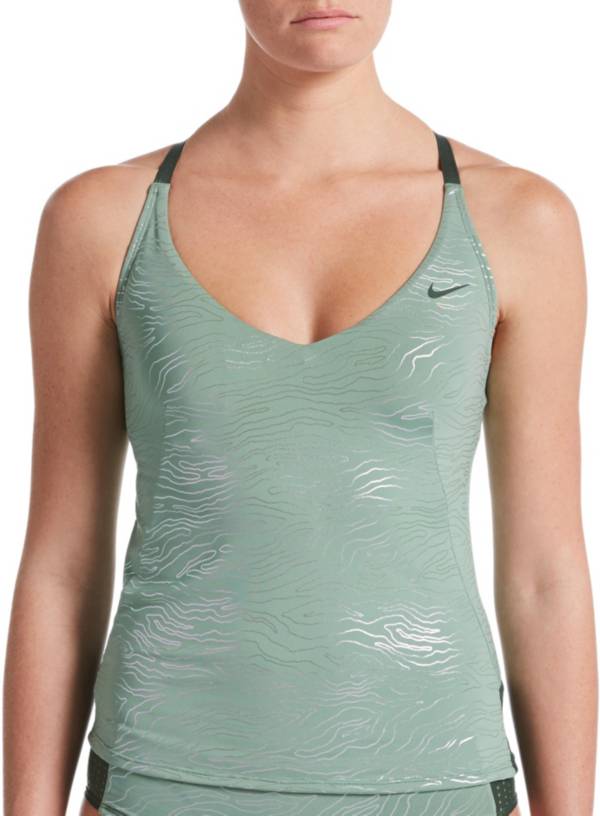 Nike Women's Geo Onyx Crossback Tankini Top