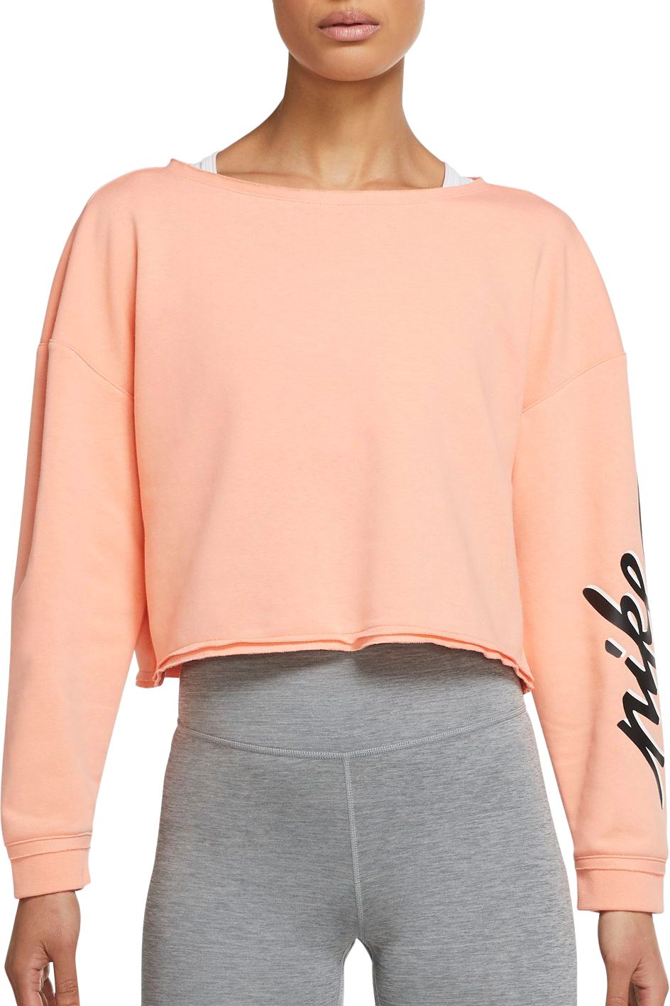 nike all over print swoosh crew sweatshirt femme