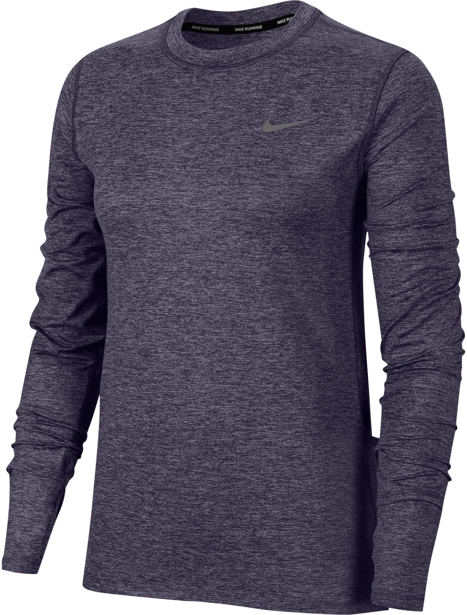 nike men's element crew running long sleeve tee