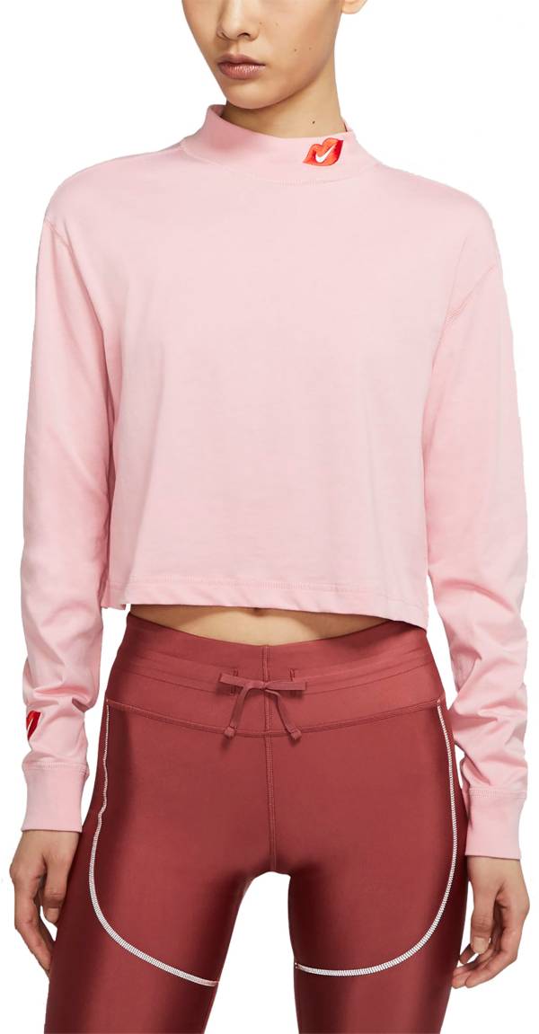 Nike Women's Sportswear Lipstick Cropped Long-Sleeve T-Shirt