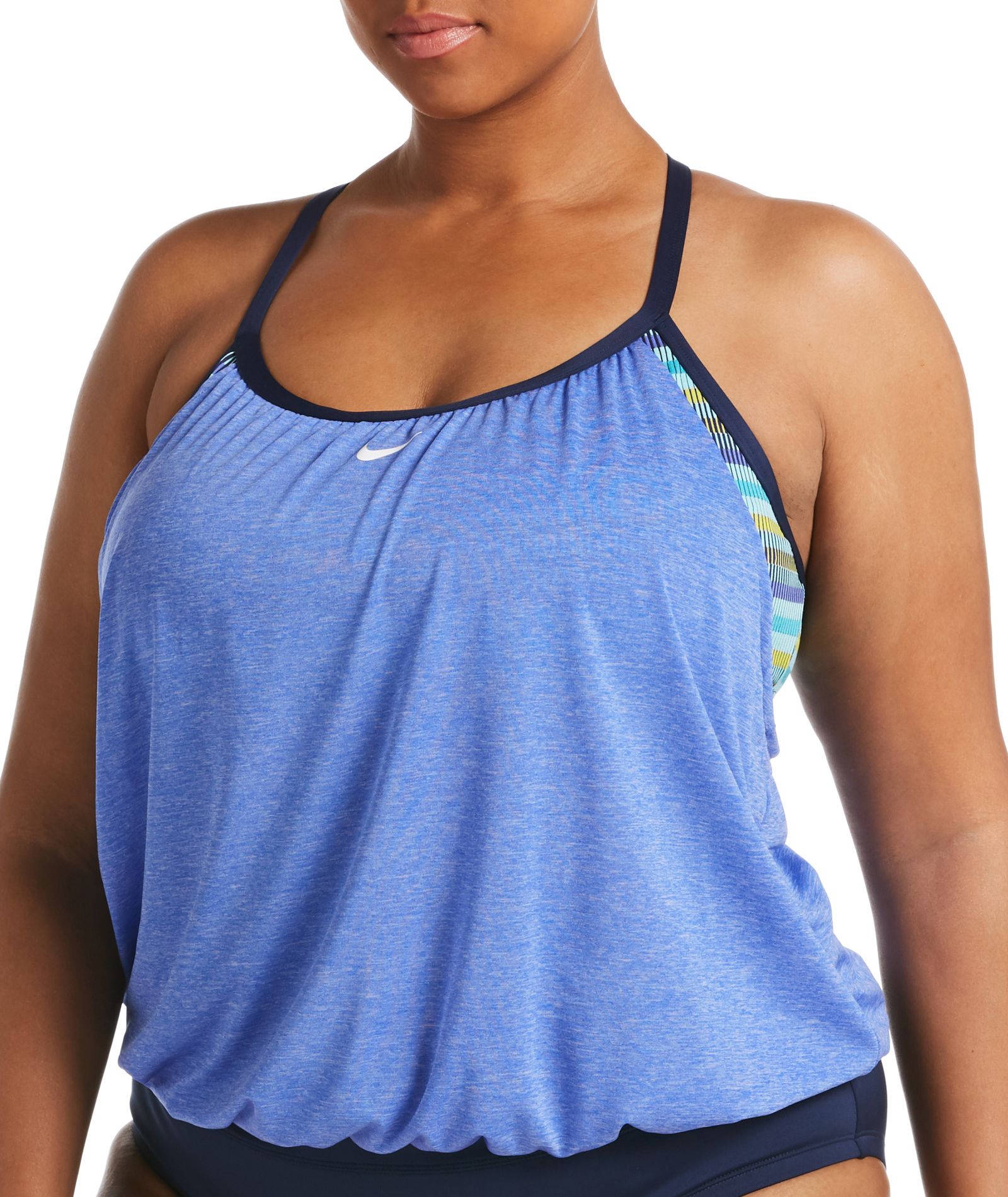 women's nike textured stripe layered tankini top