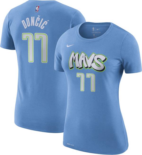 Nike Women's Dallas Mavericks Luka Doncic #77 Dri-FIT Blue City Edition T-Shirt