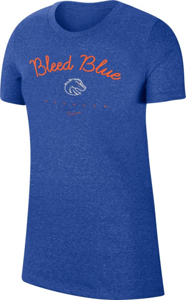 Nike Women's Boise State Broncos Blue Marled Crew “Bleed Blue” T-Shirt