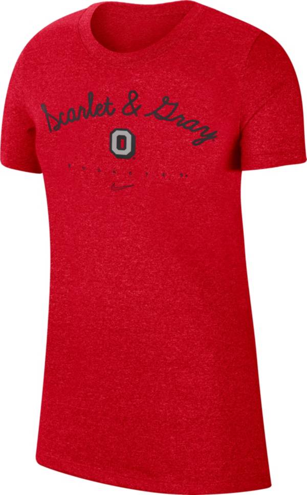 Nike Women's Ohio State Buckeyes Scarlet Marled Crew “Scarlet & Gray” T-Shirt