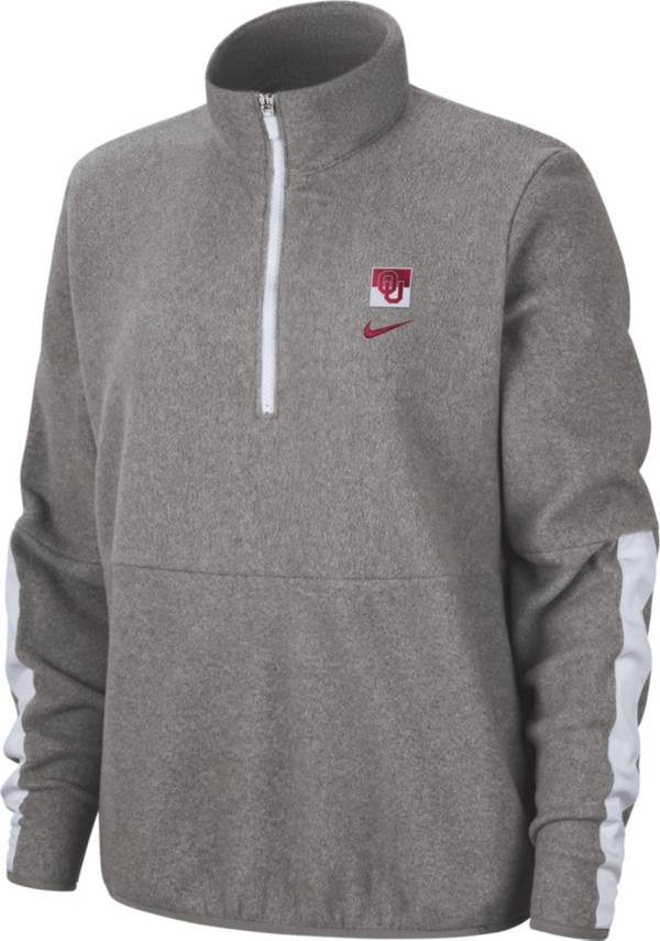 Nike Women's Oklahoma Sooners Grey Therma Half-Zip Fleece