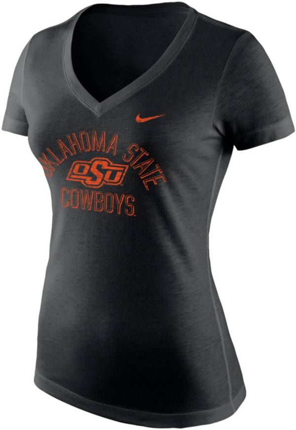 Nike Women's Oklahoma State Cowboys Tri-Blend V-Neck Black T-Shirt