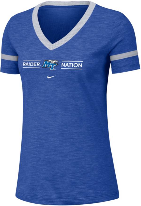 Nike Women's Middle Tennessee State Blue Raiders Blue V-Neck T-Shirt