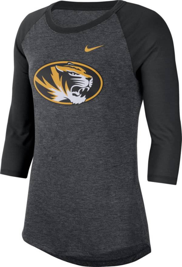 Nike Men's Missouri Tigers Grey Dri-FIT Raglan ¾ Sleeve T-Shirt