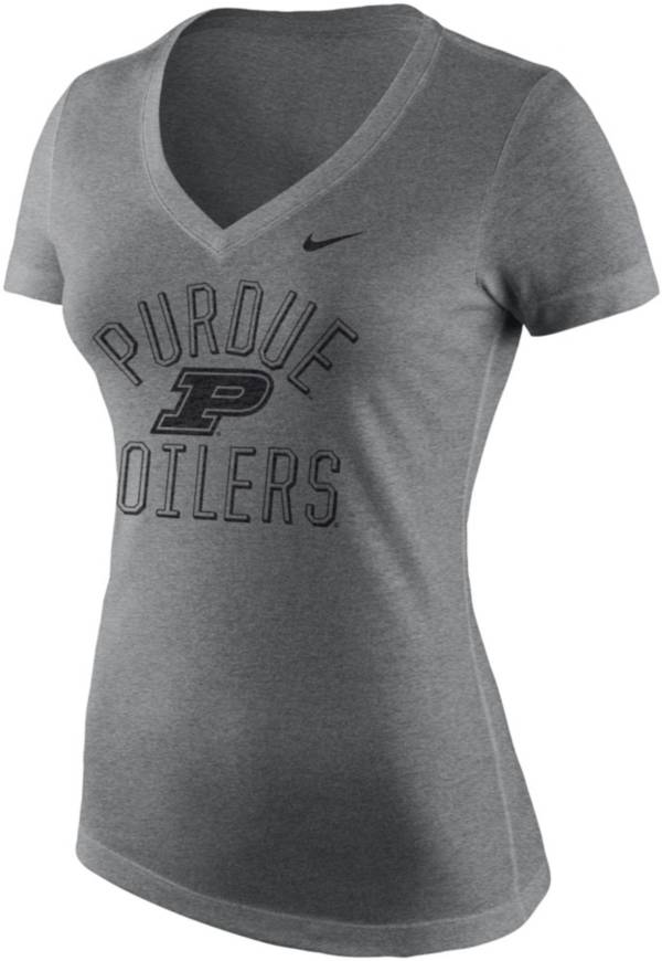 Nike Women's Purdue Boilermakers Grey Tri-Blend V-Neck T-Shirt