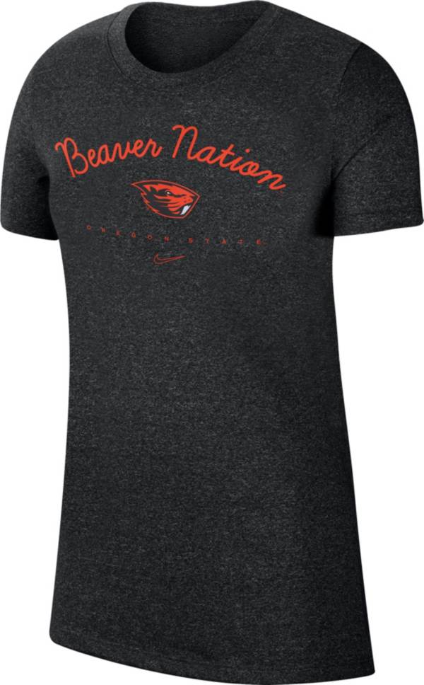 Nike Women's Oregon State Beavers Marled Crew “Beaver Nation” Black T-Shirt