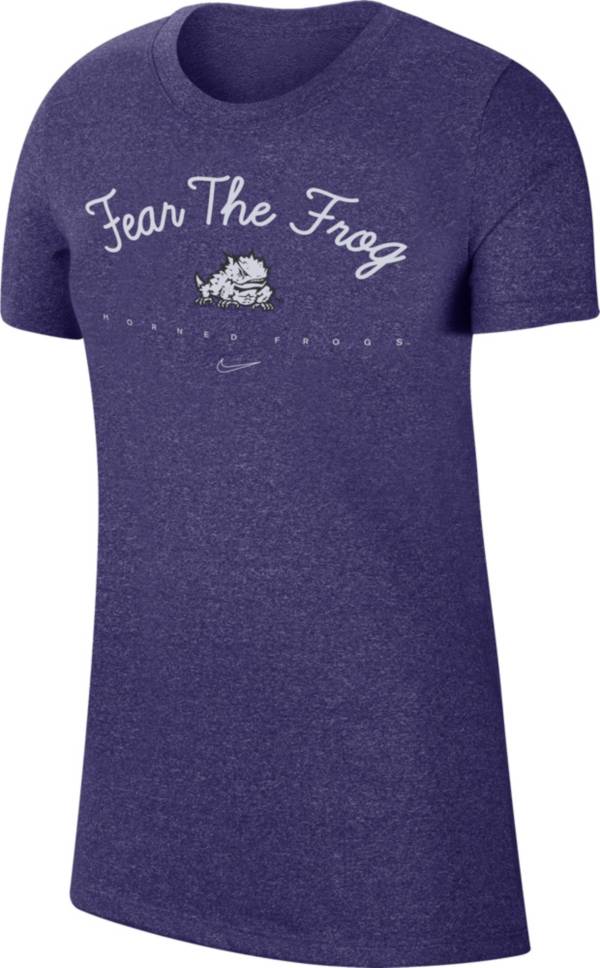 Nike Women's TCU Horned Frogs Purple Marled Crew “Fear the Frog” T-Shirt