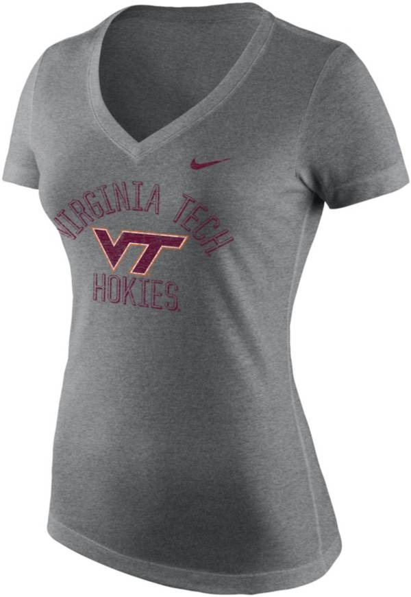 Nike Women's Virginia Tech Hokies Grey Tri-Blend V-Neck T-Shirt