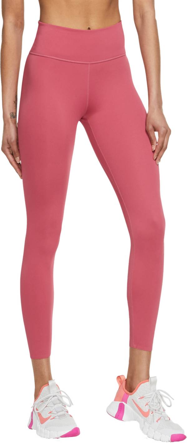 Nike One Girl's Full Length Leggings sz S Tight Fit Mid Rise Pink Zebra  DA0901