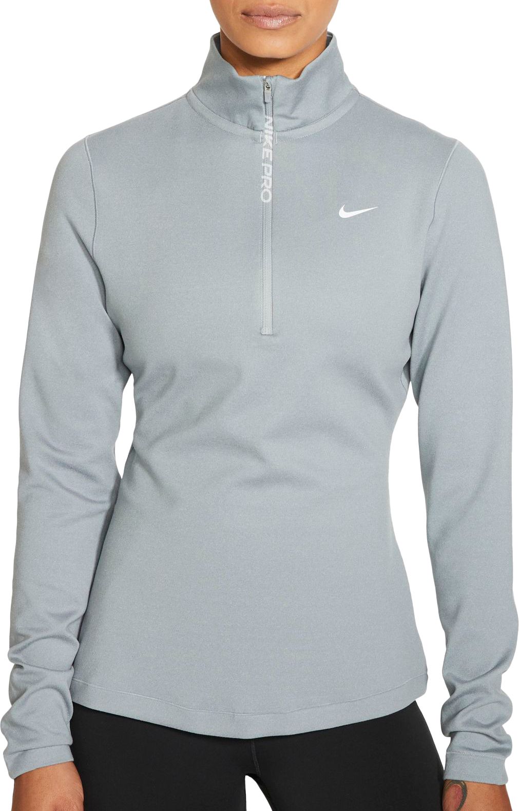 nike women's pro warm half zip long sleeve shirt