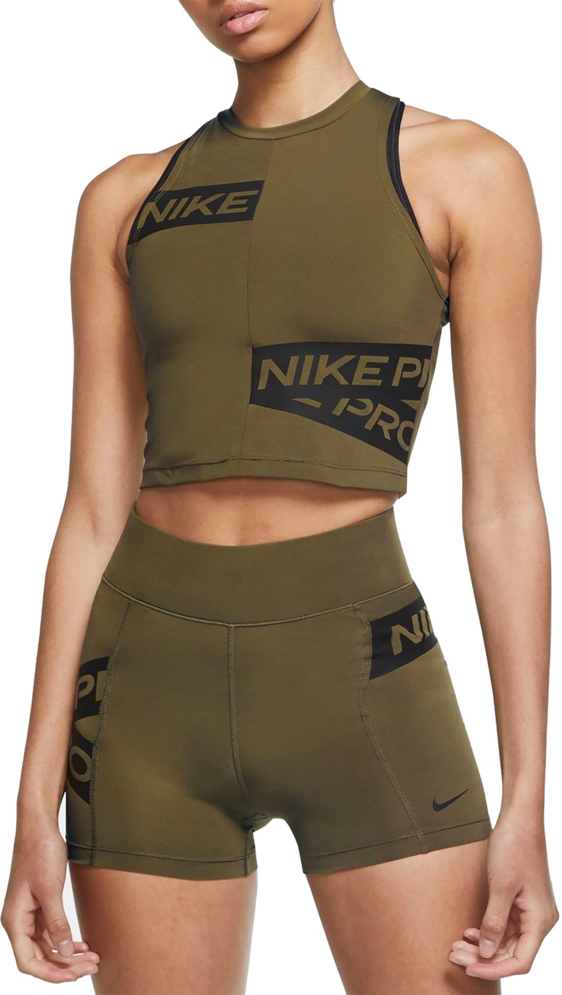 nike pro shorts and crop top set