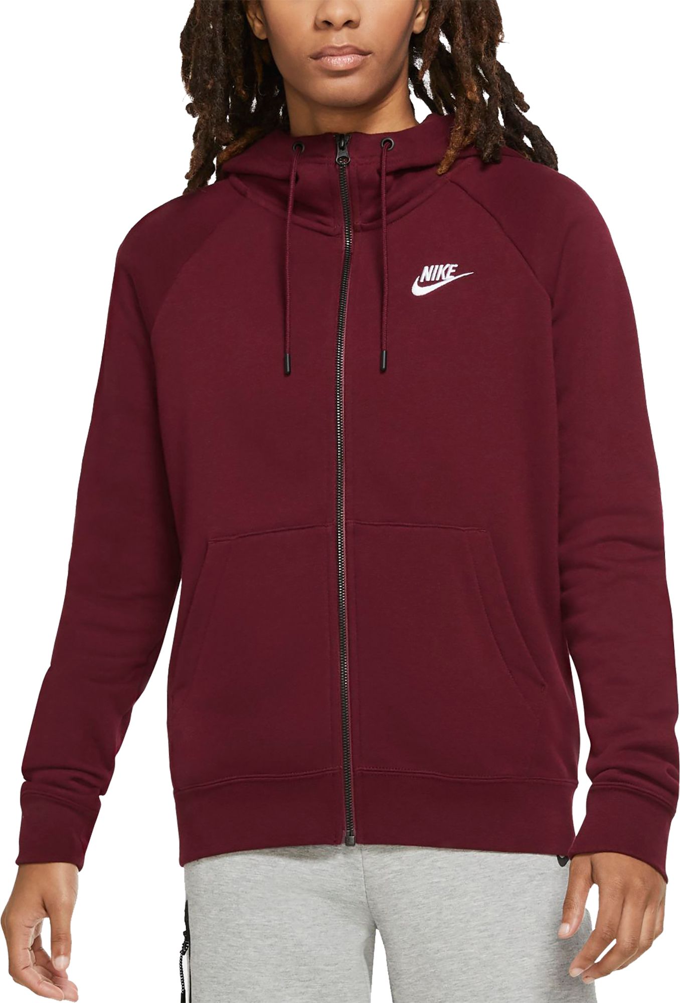 nike women's sportswear essential fleece zip hoodie