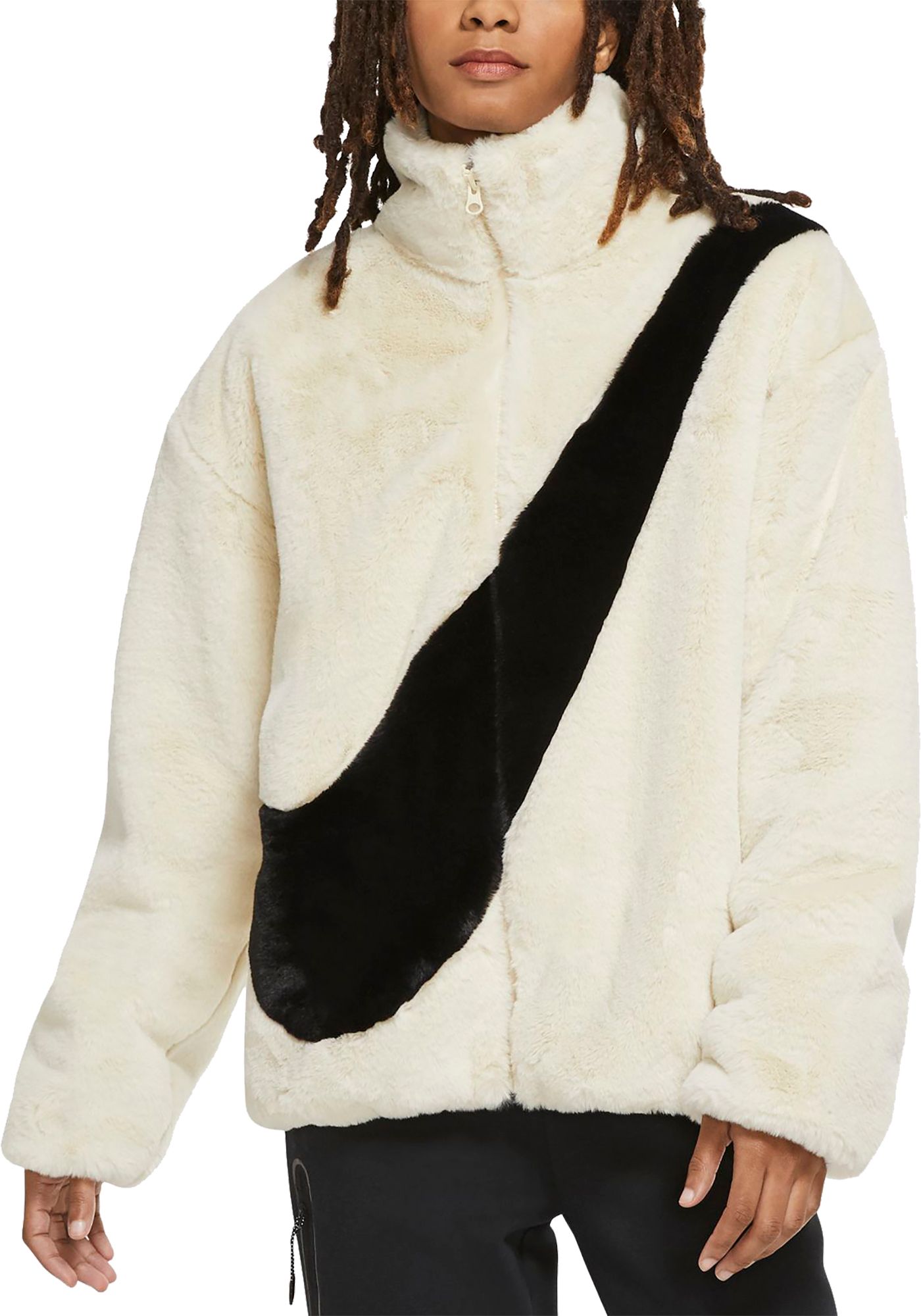 nike black fur jacket