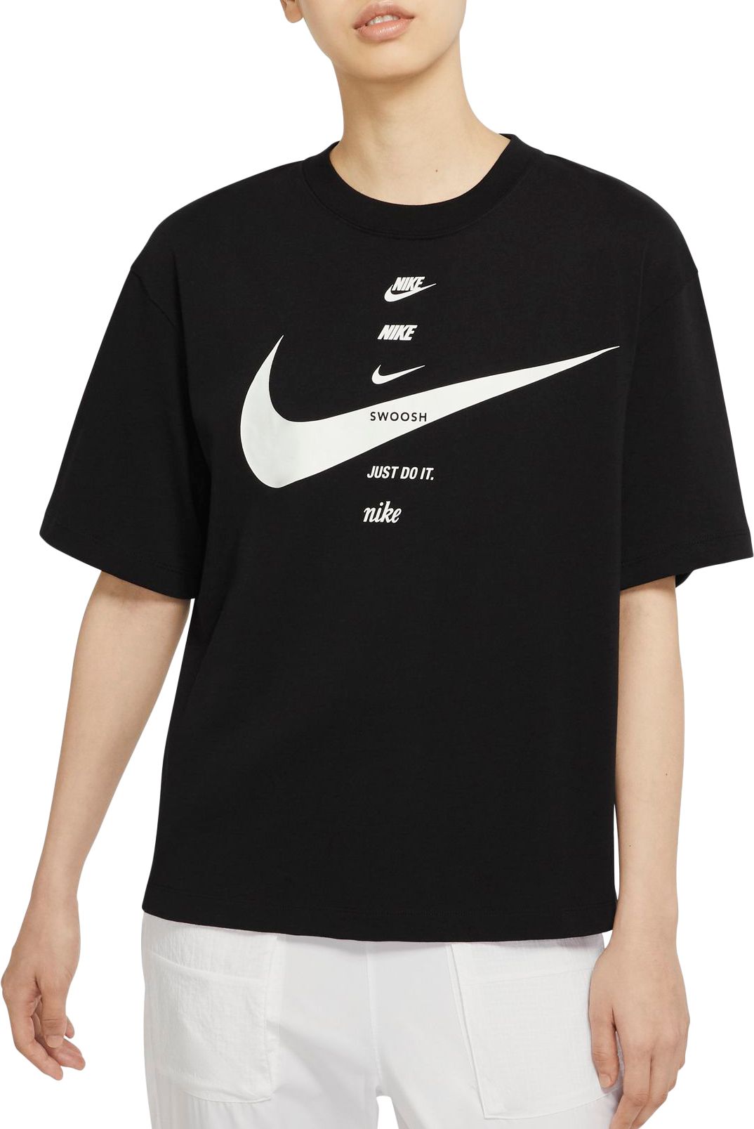 women's nike dry swoosh colorblocked training crew shirt