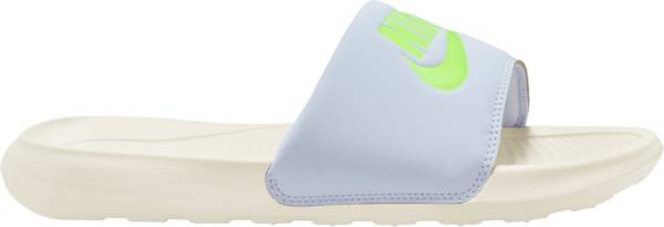 Green and white nike slides hotsell
