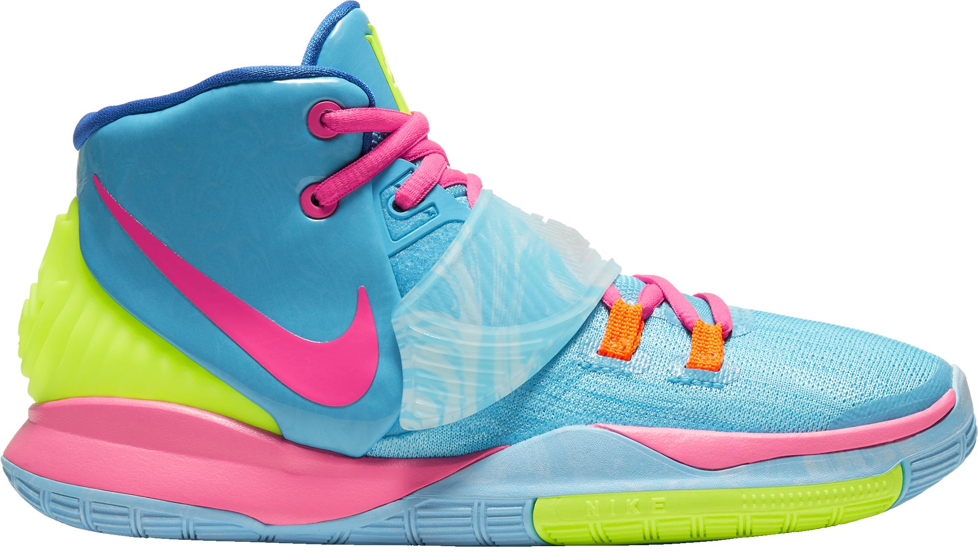 blue and pink basketball shoes