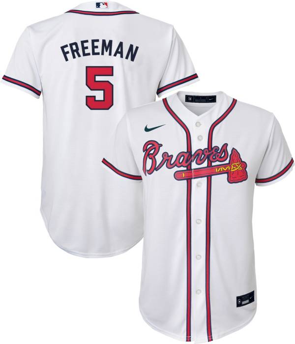 Nike Youth Replica Atlanta Braves Freddie Freeman #5 Cool Base White Jersey