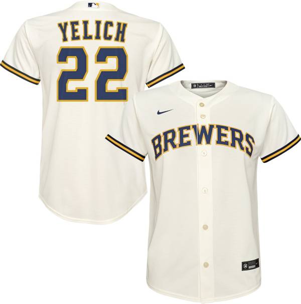 Men's Nike Christian Yelich Light Blue Milwaukee Brewers Name & Number  T-Shirt