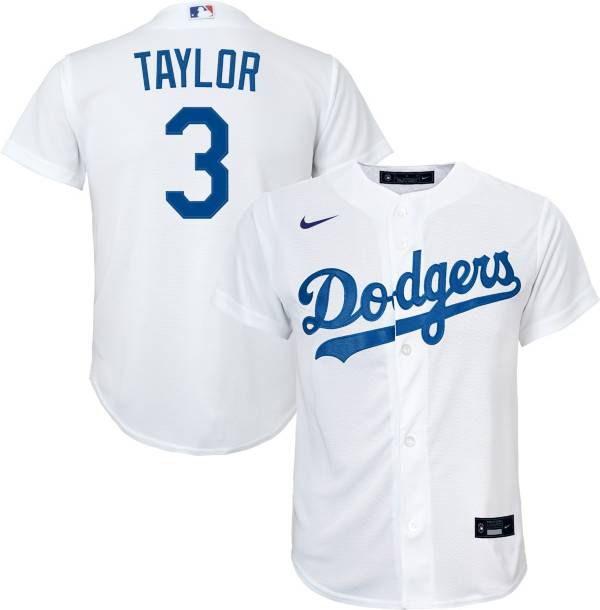 Nike Youth Replica Los Angeles Dodgers Chris Taylor #3 Cool Base White Jersey