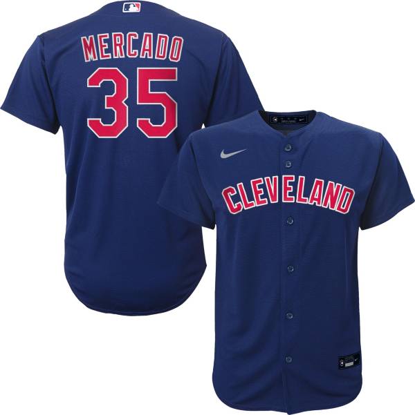 mientras Favor sucesor Nike Youth Replica Cleveland Guardians Oscar Mercado #35 Cool Base Navy  Jersey | Dick's Sporting Goods