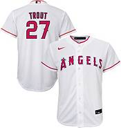 Nike Men's Replica Los Angeles Angels Mike Trout #27 Grey Cool Base Jersey