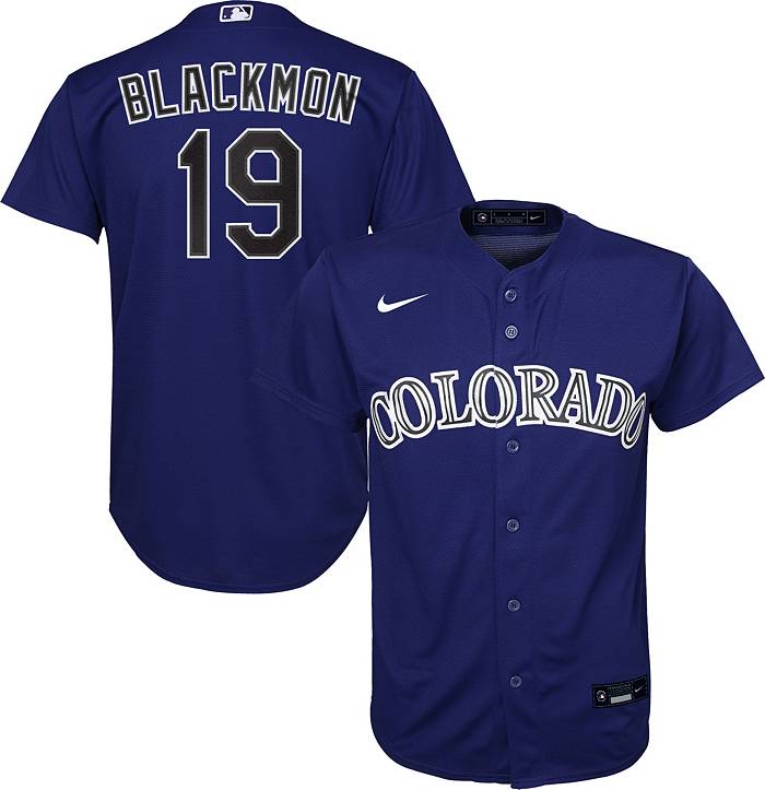 Nike Youth Replica Colorado Rockies Charlie Blackmon #19 Cool Base Purple  Jersey