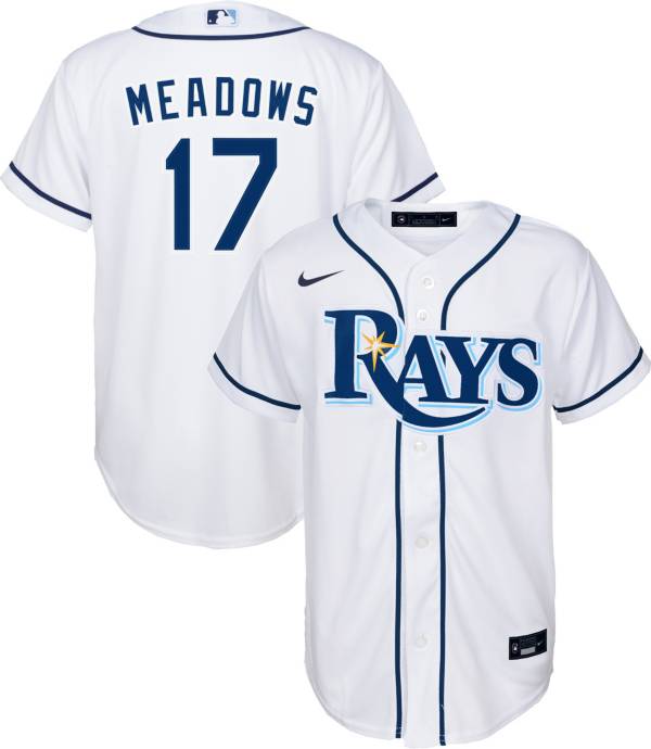 Nike Youth Replica Tampa Bay Rays Austin Meadows #17 Cool Base White Jersey