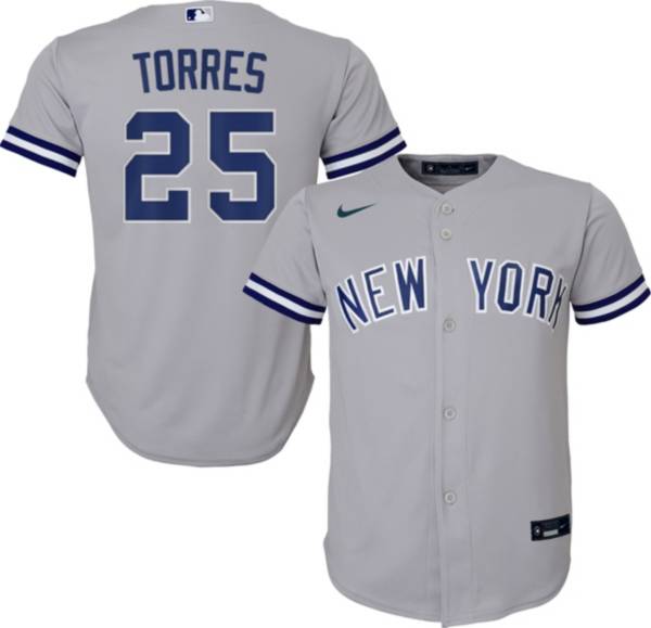 Nike Youth Replica New York Yankees Gleyber Torres #25 Cool Base Grey Jersey