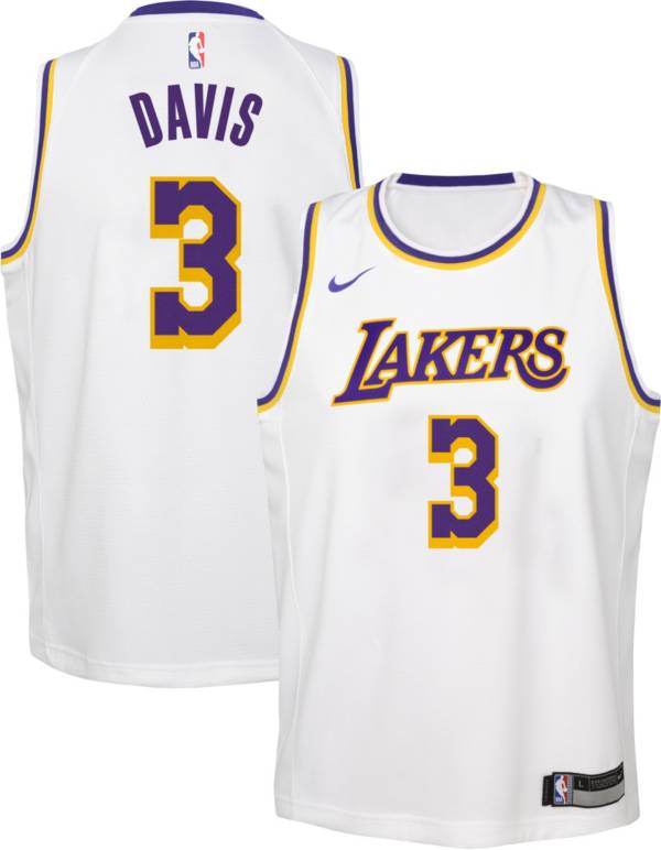 Nike Youth Los Angeles Lakers Anthony Davis 3 White Dri Fit Swingman Jersey Dicks Sporting Goods 