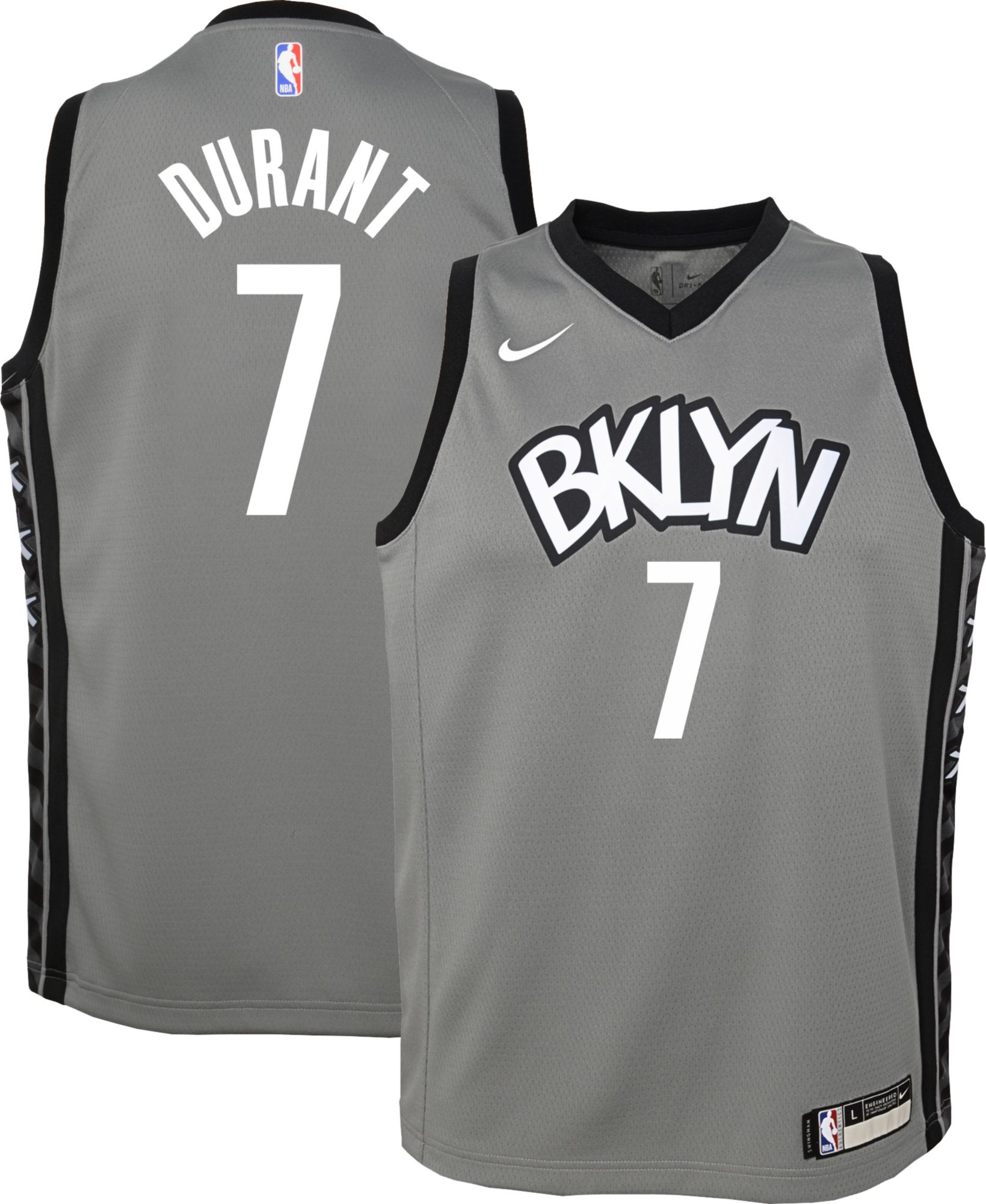 Klassische Kevin Durant #7 Brooklyn Nets Basketball Jerseys Stitched Grau 