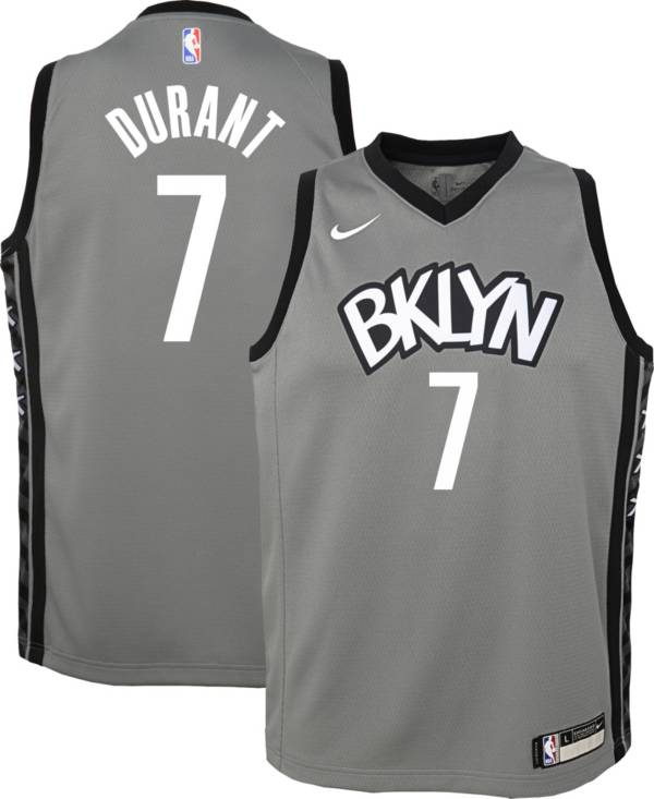 Nike Youth Brooklyn Nets Kevin Durant 7 Grey Dri Fit Statement Swingman Jersey Dick S Sporting Goods