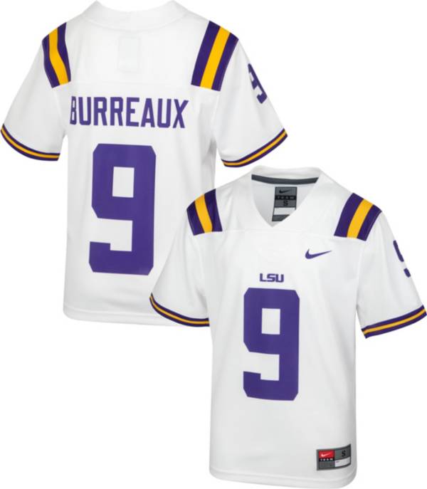 Nike Youth Replica LSU Tigers Joe Burreaux #9 White Jersey