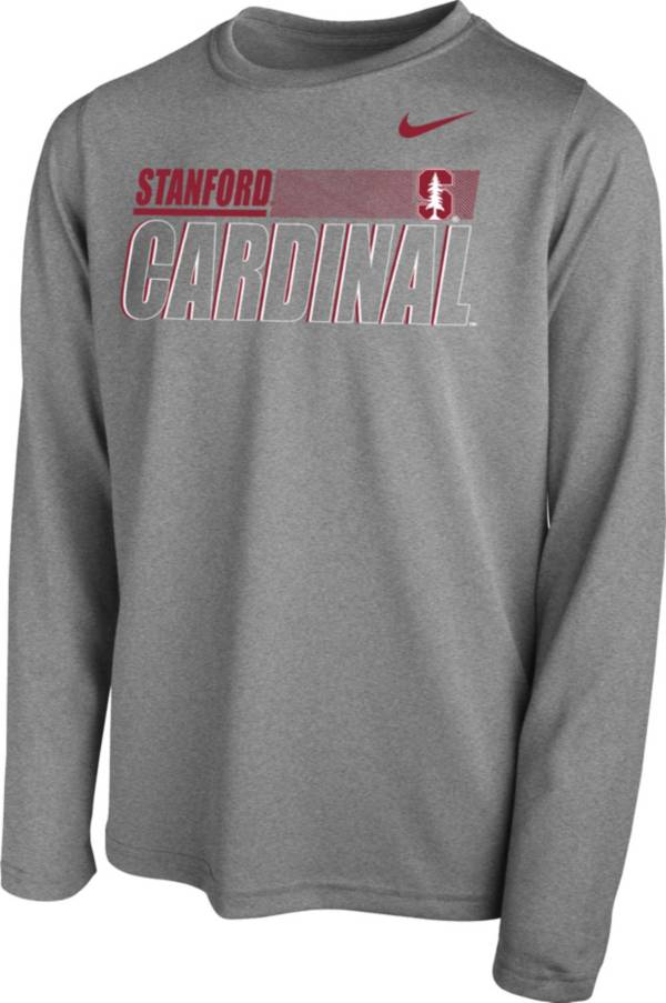 Nike Youth Stanford Cardinal Grey Legend Long Sleeve Performance T-Shirt