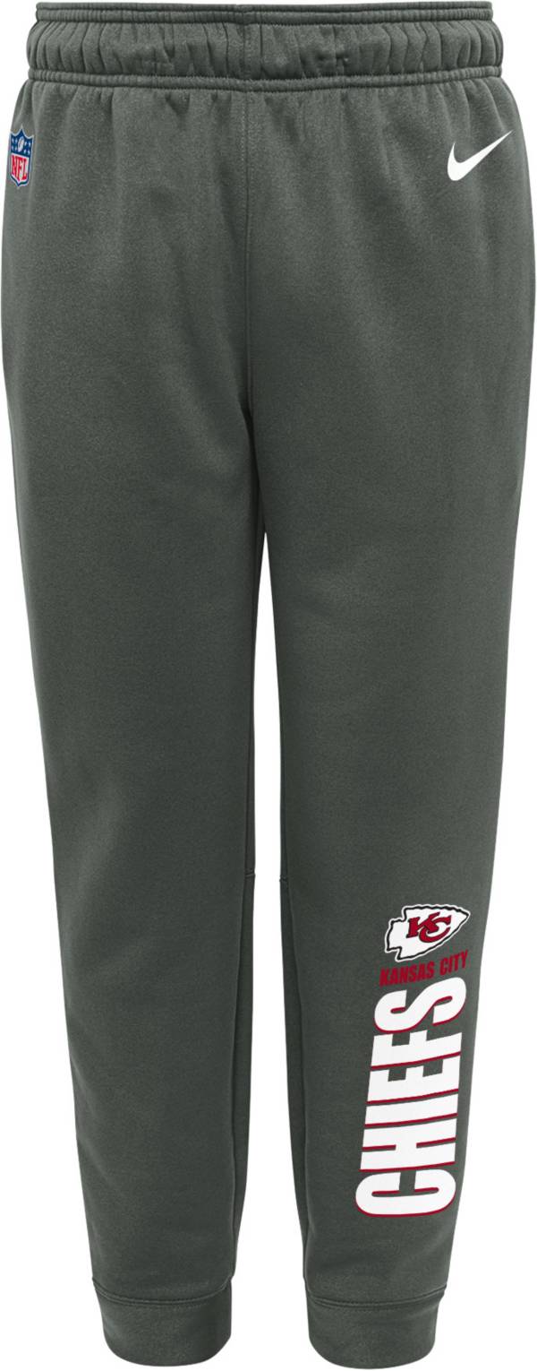 Nike Youth Kansas City Chiefs Sideline Therma-FIT Performance Anthracite Pants