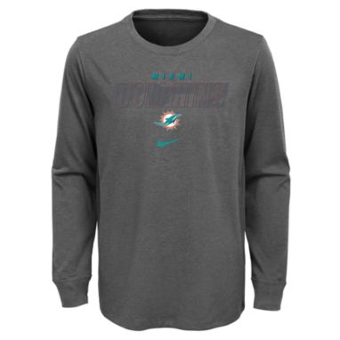 sorry, NFL Team Apparel Youth Miami Dolphins Dark Grey Heather Cotton Long Sleeve T-Shirt is currently out of stock