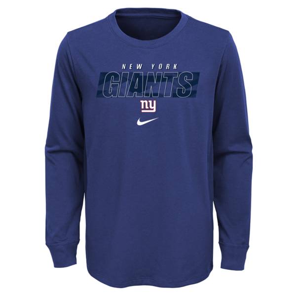 NFL Team Apparel Youth New York Giants Rush Blue Cotton Long Sleeve T-Shirt