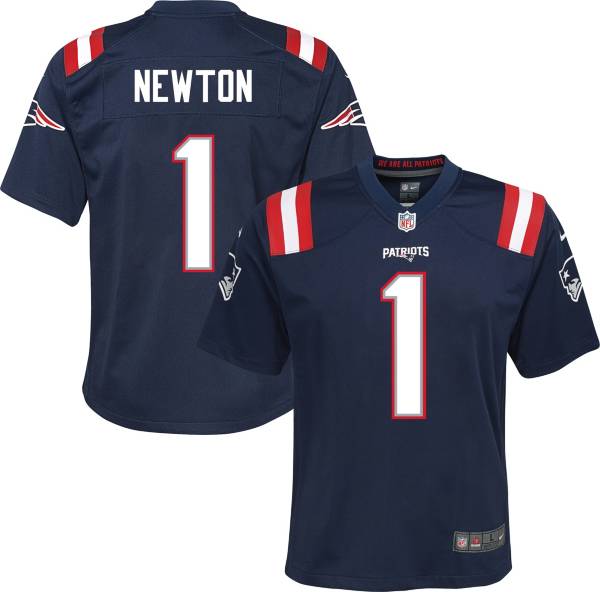 Nike Youth New England Patriots Cam Newton #1 Navy Game Jersey