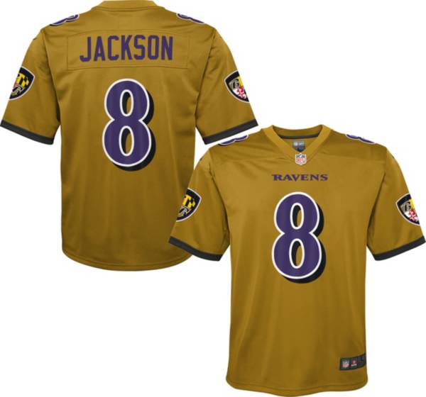 Nike Youth Baltimore Ravens Lamar Jackson #8 Gold Game Jersey