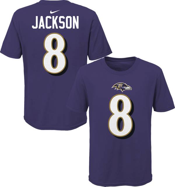 NFL Team Apparel Youth Baltimore Ravens Lamar Jackson #85 Purple Player  T-Shirt