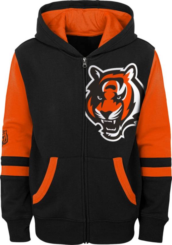 NFL Team Apparel Youth Cincinnati Bengals Color Block Full-Zip Hoodie