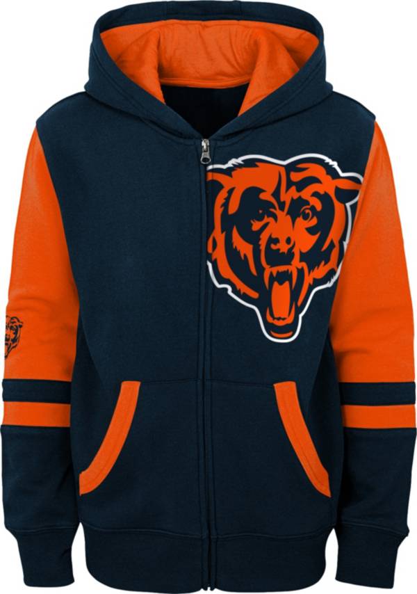 NFL Team Apparel Youth Chicago Bears Color Block Full-Zip Hoodie