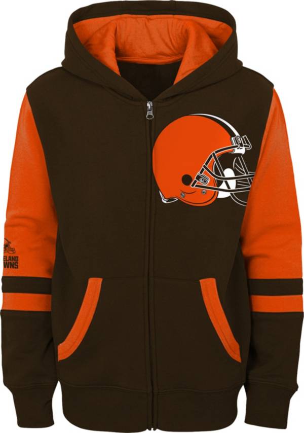 NFL Team Apparel Youth Cleveland Browns Color Block Full-Zip Hoodie product image