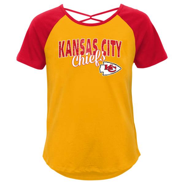 Outerstuff Youth Girls' Kansas City Chiefs Gold Criss-Cross Back T-Shirt