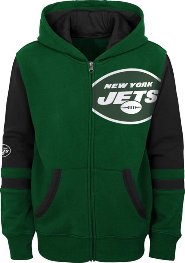 NFL Team Apparel Youth New York Jets Color Block Full-Zip Hoodie